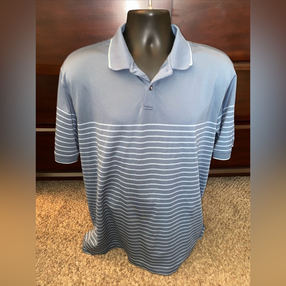 FootJoy Shirt Men Size XL Bluish Gray Striped Polo Stretch Performance Golf